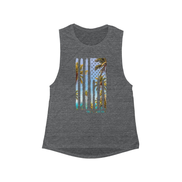 Women's Tropical US Flag Muscle Tank