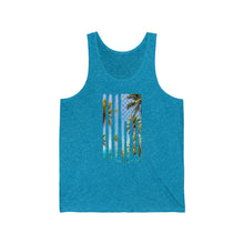 Load image into Gallery viewer, Tropical US Flag Tank Top: patriotism with fresh air and good style