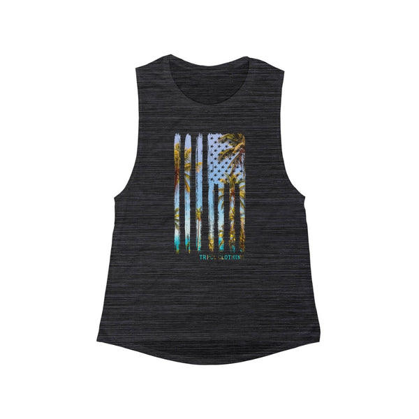 Women's Tropical US Flag Muscle Tank