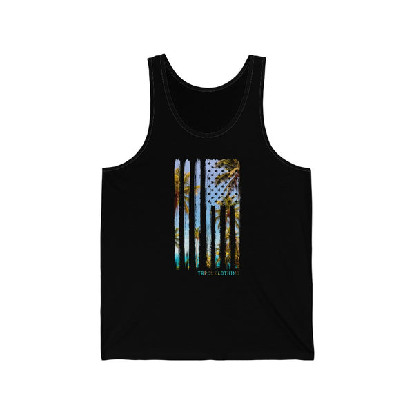 Tropical US Flag Tank Top: patriotism with fresh air and good style