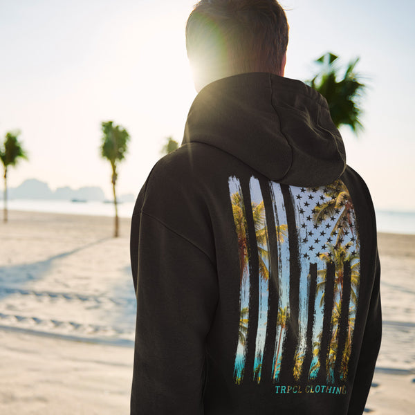 Tropical US Flag Hooded Sweatshirt
