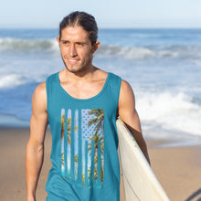 Load image into Gallery viewer, Tropical US Flag Tank Top: patriotism with fresh air and good style